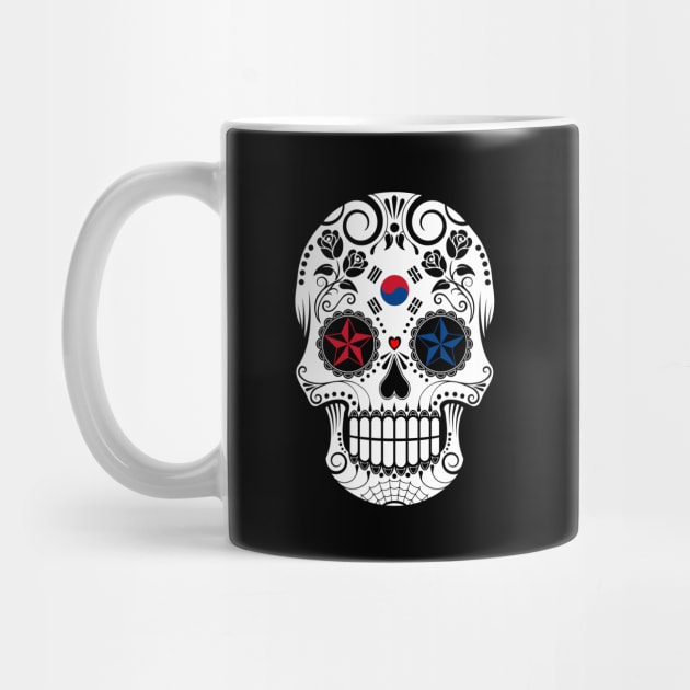 South Korean Flag Sugar Skull with Roses by jeffbartels